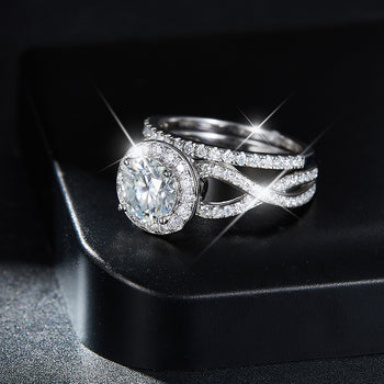 IE223 ROUND INFINITY MOISSANITE DIAMOND RING IN STERLING SILVER