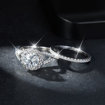 IE223 ROUND INFINITY MOISSANITE DIAMOND RING IN STERLING SILVER