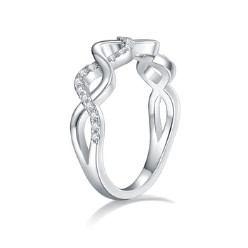 IE0041 MOISSANITE DIAMOND INFINITY RING IN STERLING SILVER