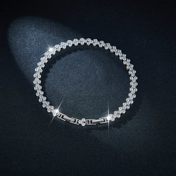 Bracelet trèfle en moissanite 2,5 mm 6,8 ct, en argent sterling (IE0043)