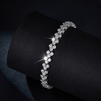 Bracelet trèfle en moissanite 2,5 mm 6,8 ct, en argent sterling (IE0043)