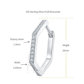 IE0044 PENTAGON MOISSANITE DIAMOND HOOP EARRINGS IN STERLING SILVER