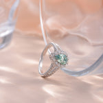 IE0045 BLUE GREEN MOISSANITE PEAR CUT ENGAGEMENT RING IN STERLING SILVER