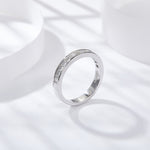 IE0049 PRINCESS CUT MOISSANITE DIAMOND BAND RING IN STERLING SILVER