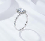 IE0055 1CT MOISSANITE EMERALD CUT RING IN STERLING SILVER