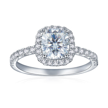 IE0056 CUSHION CUT MOISSANITE DIAMOND RING IN STERLING SILVER