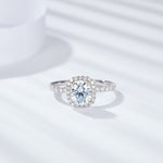 IE0056 CUSHION CUT MOISSANITE DIAMOND RING IN STERLING SILVER