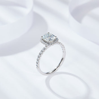 IE0056 CUSHION CUT MOISSANITE DIAMOND RING IN STERLING SILVER