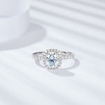 IE0056 CUSHION CUT MOISSANITE DIAMOND RING IN STERLING SILVER
