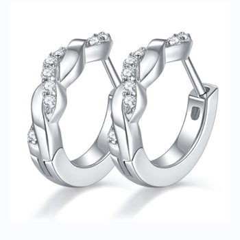 IE0057 SWIRLED MOISSANITE DIAMOND HOOP EARRINGS IN STERLING SILVER