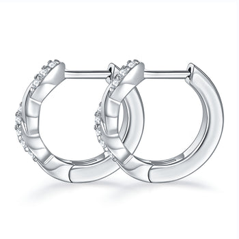 IE0057 SWIRLED MOISSANITE DIAMOND HOOP EARRINGS IN STERLING SILVER