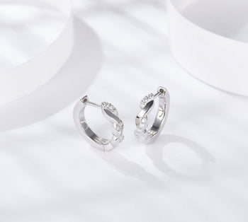 IE0057 SWIRLED MOISSANITE DIAMOND HOOP EARRINGS IN STERLING SILVER