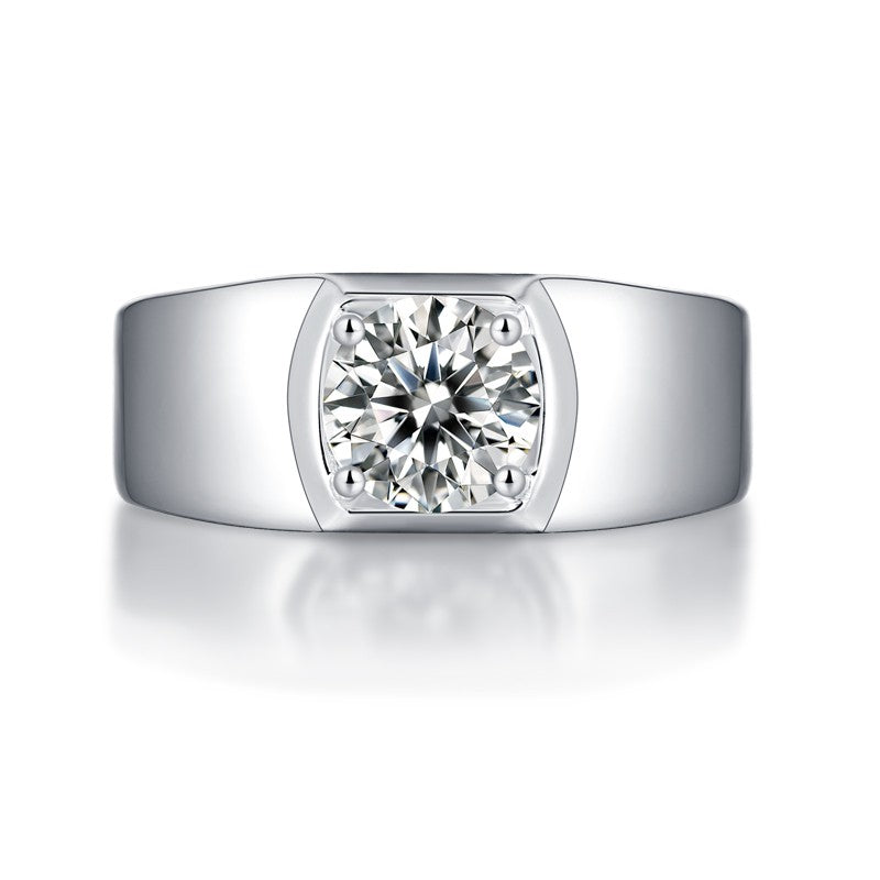 IE0058 3CT MOISSANITE DIAMOND SIGNET RING IN STERLING SILVER