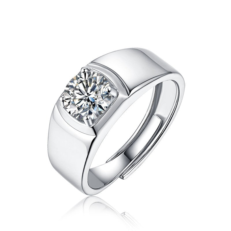 IE0058 3CT MOISSANITE DIAMOND SIGNET RING IN STERLING SILVER