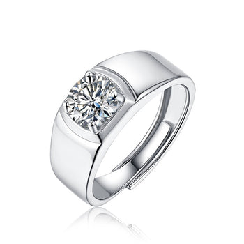Bague chevalière en argent sterling sertie d'un diamant moissanite de 3 carats (IE0058).