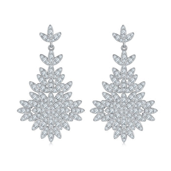 Boucles d'oreilles pendantes Jhumka en moissanite et diamants IE0058, en argent sterling