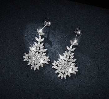 Boucles d'oreilles pendantes Jhumka en moissanite et diamants IE0058, en argent sterling