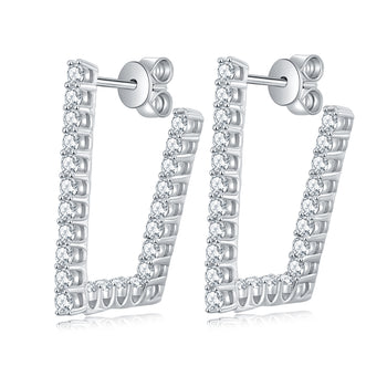Boucles d'oreilles pendantes géométriques en moissanite de 1,5 mm en argent sterling IE0060
