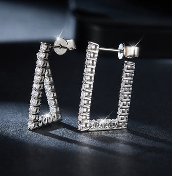 Boucles d'oreilles pendantes géométriques en moissanite de 1,5 mm en argent sterling IE0060