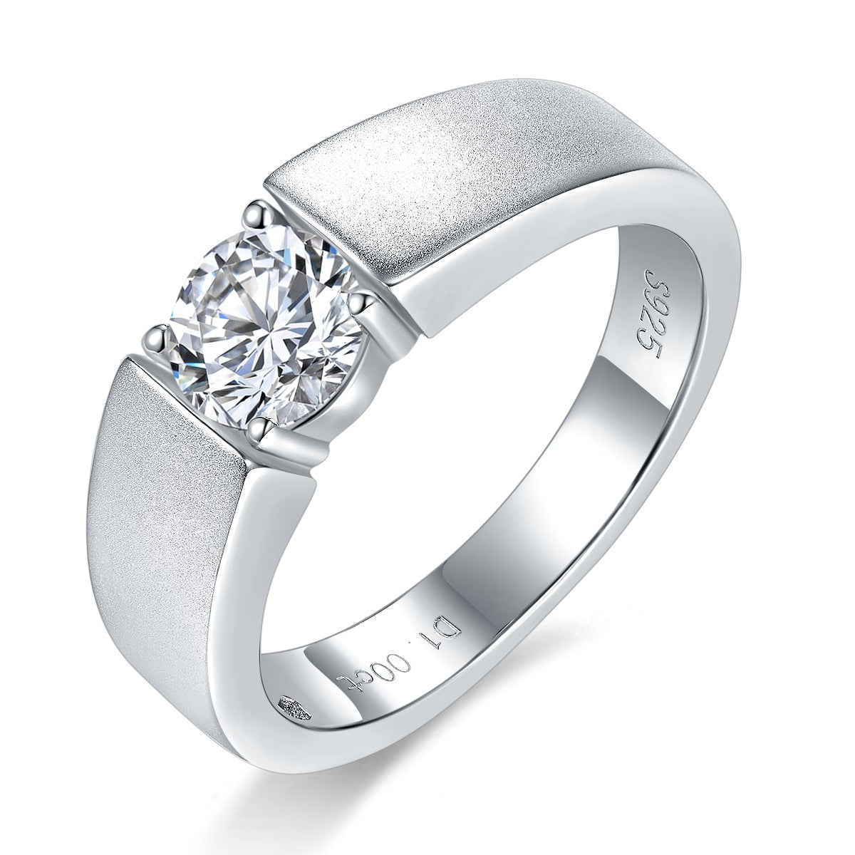 IE0065 6.5MM MOISSANITE SIGNET RING IN STERLING SILVER