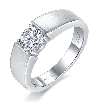 Bague chevalière en argent sterling avec moissanite de 6,5 mm (IE0065)