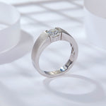 IE0065 6.5MM MOISSANITE SIGNET RING IN STERLING SILVER