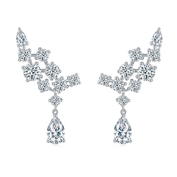 Boucles d'oreilles pendantes en argent sterling, serties de moissanite taille poire de 1 carat