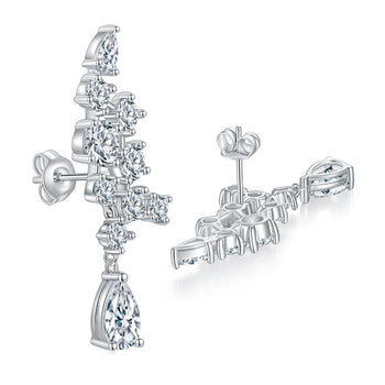 Boucles d'oreilles pendantes en argent sterling, serties de moissanite taille poire de 1 carat