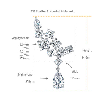 Boucles d'oreilles pendantes en argent sterling, serties de moissanite taille poire de 1 carat