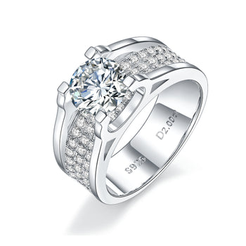 Bague chevalière en argent sterling avec moissanite de 6,5 mm (IE0072)