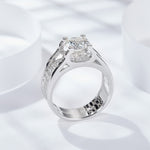 IE0072 6.5MM MOISSANITE SIGNET RING IN STERLING SILVER