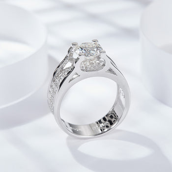Bague chevalière en argent sterling avec moissanite de 6,5 mm (IE0072)