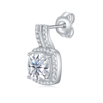 Boucles d'oreilles IE0076 en moissanite à clous de 4,15 carats, monture coussin, argent sterling