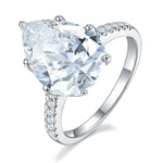 IE0078 PEAR CUT MOISSANITE ENGANGEMENT RING IN STERLING SILVER