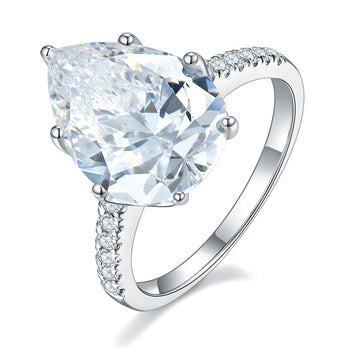 IE0078 PEAR CUT MOISSANITE ENGANGEMENT RING IN STERLING SILVER