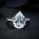 IE0078 PEAR CUT MOISSANITE ENGANGEMENT RING IN STERLING SILVER