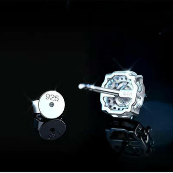 Boucles d'oreilles puces en argent sterling serties de diamants moissanite ronds de 0,5 carat (IE008)