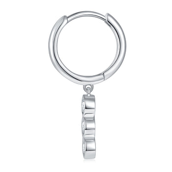 IE0080 MOISSANITE 3MM 4MM TASSEL HOOP EARRINGS IN STERLING SILVER