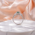 IE0083 1CT GREEN MOISSANITE EMERALD CUT RING IN STERLING SILVER