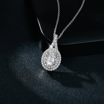 Collier pendentif en argent sterling avec moissanite taille ronde 2 carats (IE0097)