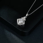 IE0098 PRINCESS SQUARE MOISSANITE PENDANT NECKLACE IN STERLING SILVER