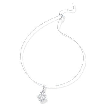 Collier pendentif Princesse Carré en moissanite IE0098 en argent sterling
