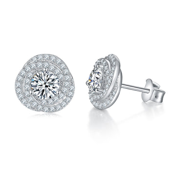Boucles d'oreilles puces en argent sterling avec moissanite sertie de 0,5 carat (IE0099)