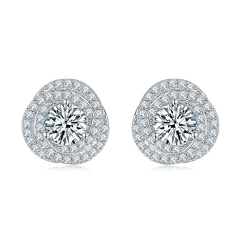 Boucles d'oreilles puces en argent sterling avec moissanite sertie de 0,5 carat (IE0099)