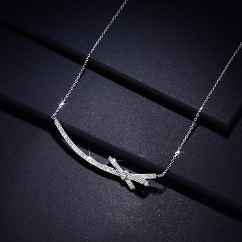 Collier pendentif nœud en moissanite IE0115 en argent sterling