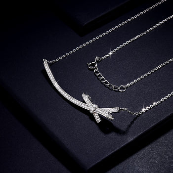 Collier pendentif nœud en moissanite IE0115 en argent sterling