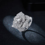 IE0127 MOISSANITE DIAMOND FLOWER RING IN STERLING SILVER