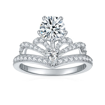 IE0146 CROWN 1CT MOISSANITE RING IN STERLING SILVER