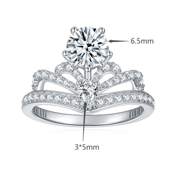 IE0146 CROWN 1CT MOISSANITE RING IN STERLING SILVER