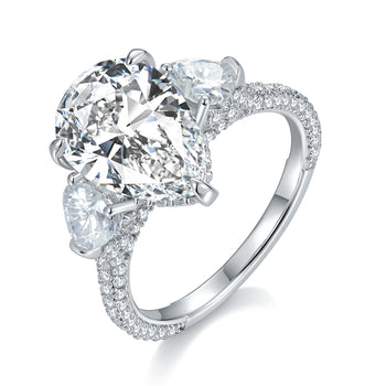 IE0147 5CT WATER DROP PEAR CUT MOISSANITE DIAMOND RING IN STERLING SILVER